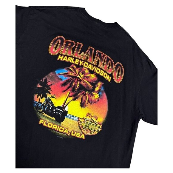 Harley Davidson Motorcycle Flames Orlando Florida Biker Tee Shirt Mens XL - Picture 4 of 5